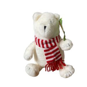 Giggle Scape Polar Bear Plush Stuffed Animal White Red Scarf NWT 8" Soft